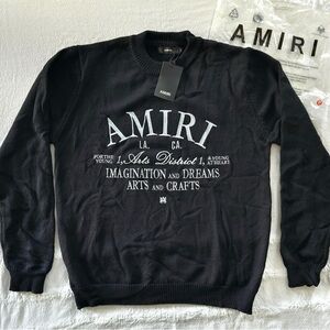 AMIRI Black Crewneck Sweater with White Logo